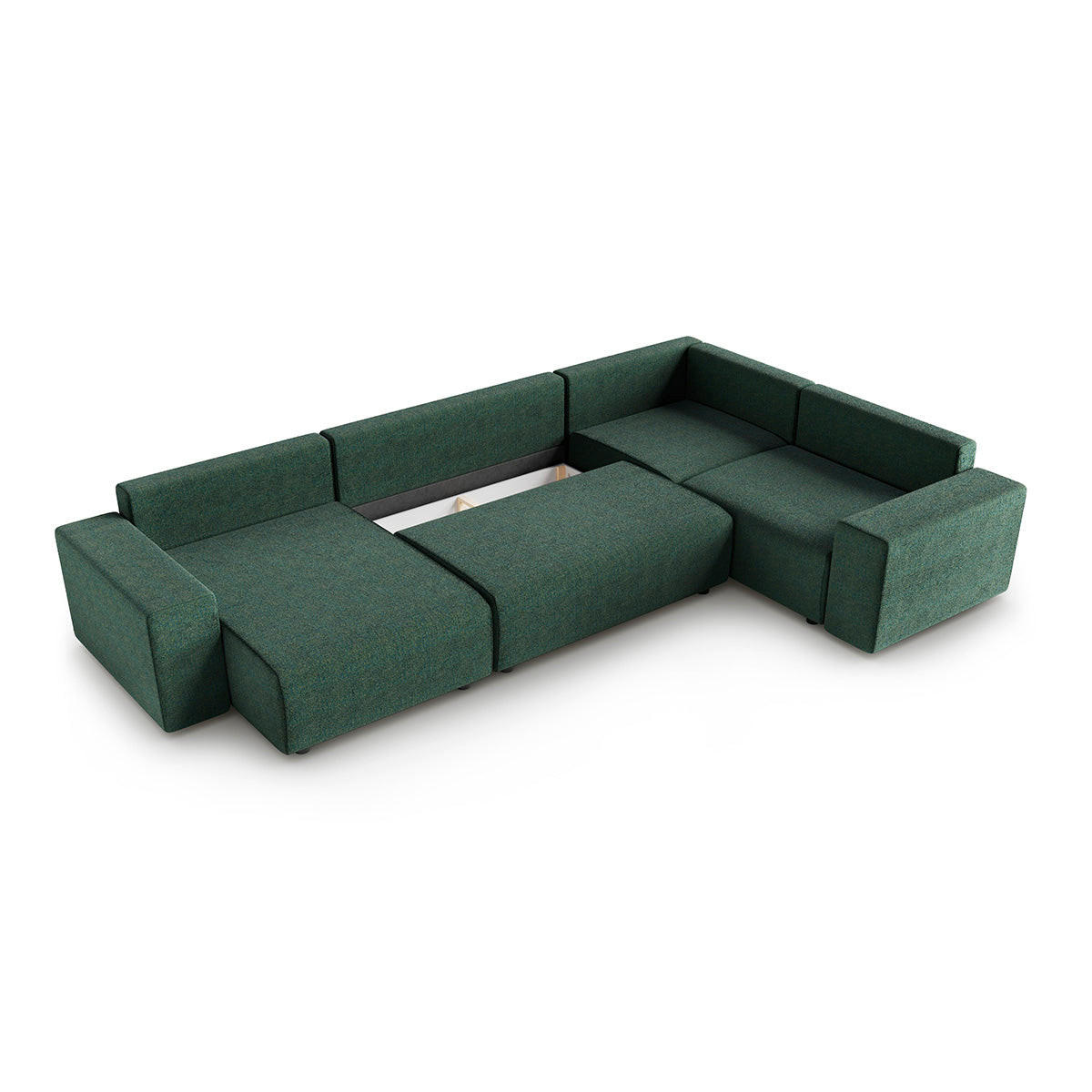 PANORAMASOFA Lorenzo 5 Sitzplätze Grün - Grün, Holz (378/85/236cm) - Petits-meubles