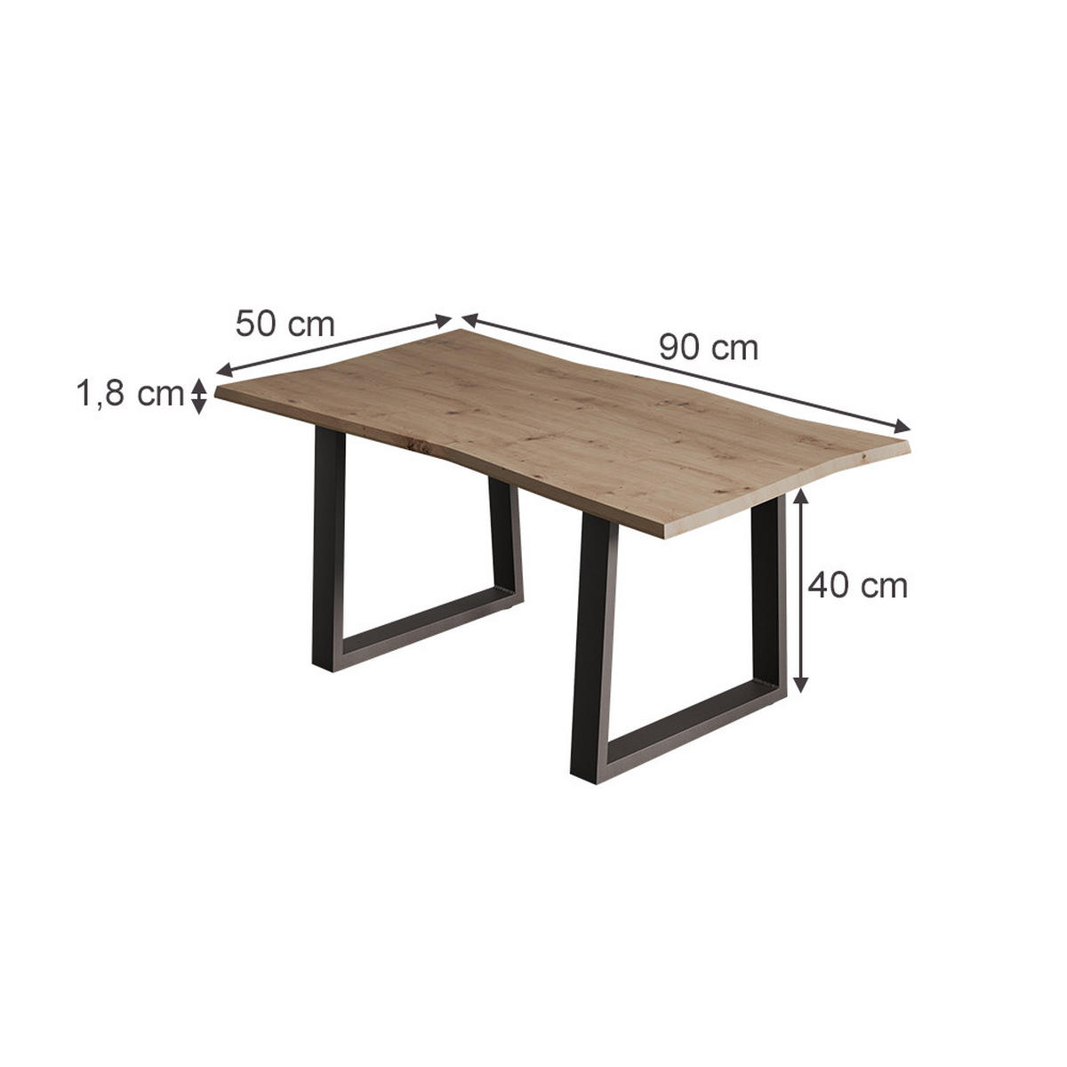 COUCHTISCH Yan Artisan 90 x 50 cm - Hellgrau, Holzwerkstoff (50/90/40cm) - Vicco