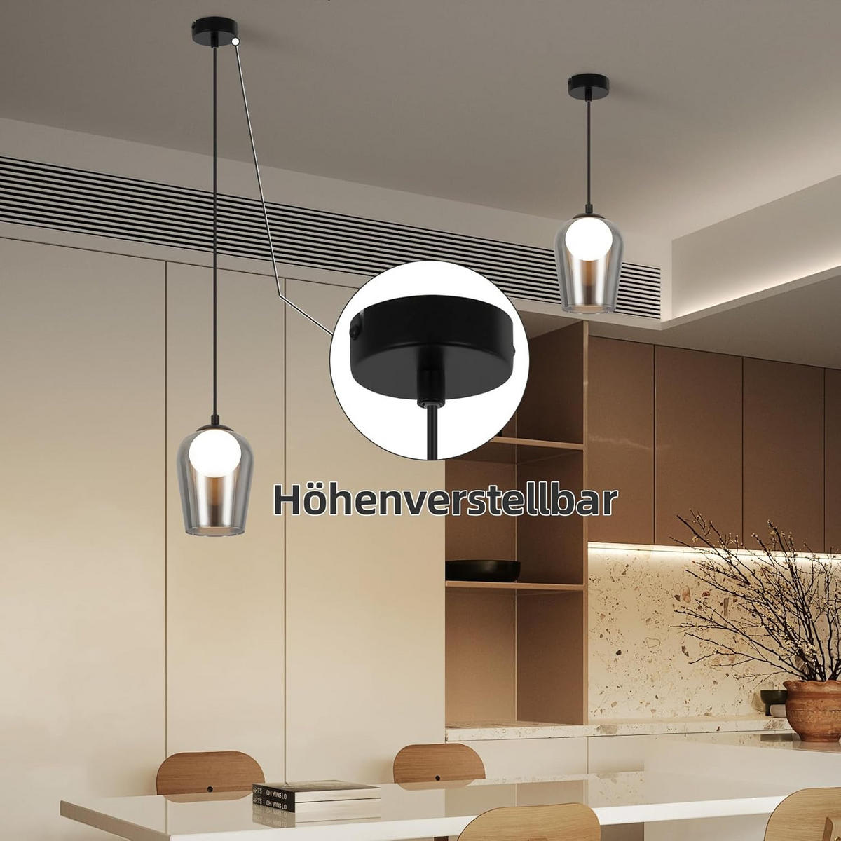 KRONLEUCHTER Leuchtind 12.0/12.0/142.5 cm - Dunkelgrau, Glas (142.5/12/12cm) - ZMH