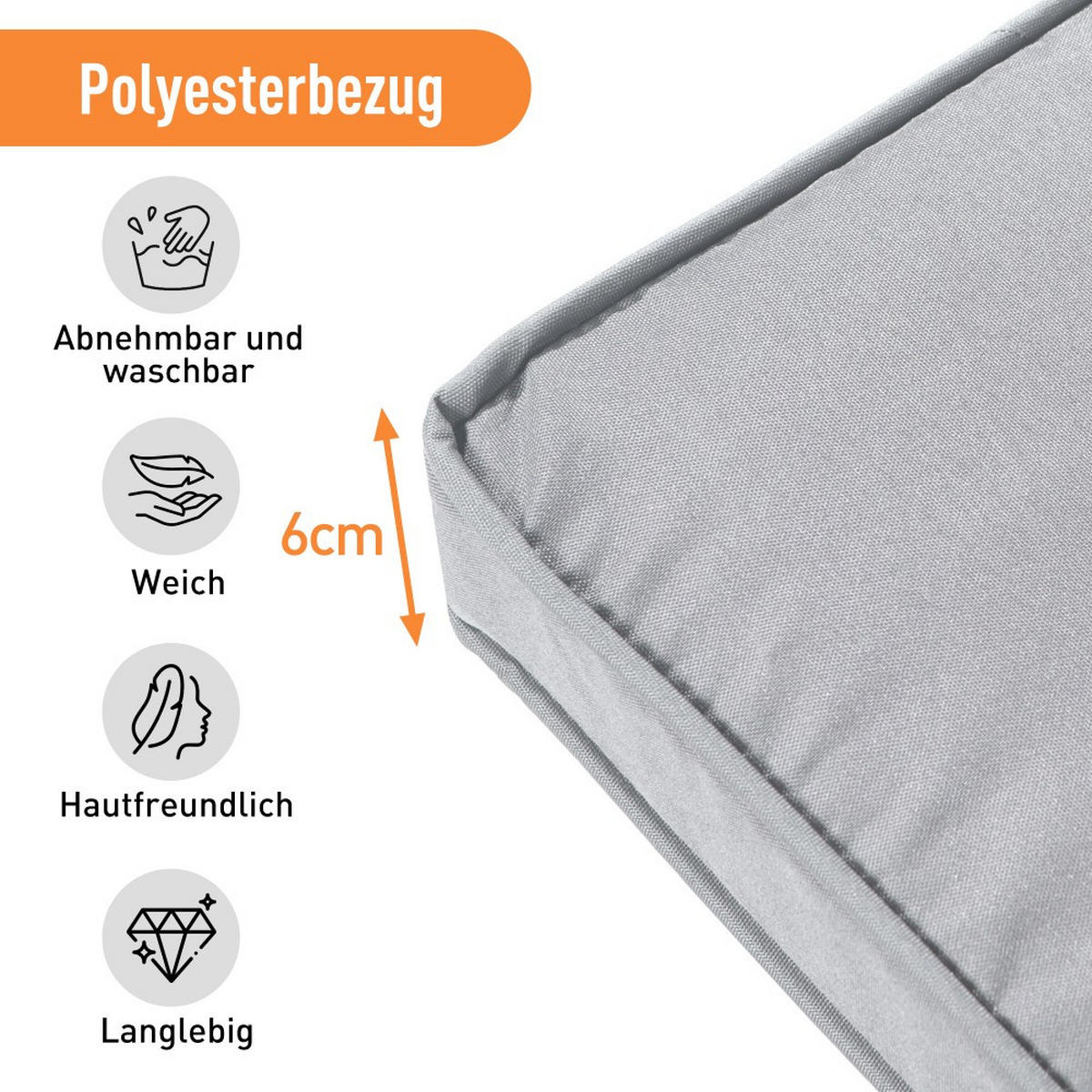 LOUNGEGARNITUR für 7 Personen mit mit Sofa, Tisch, Hocker & Kissen，Farbe Khaki - Cappuccino, Textil - KOMHTOM