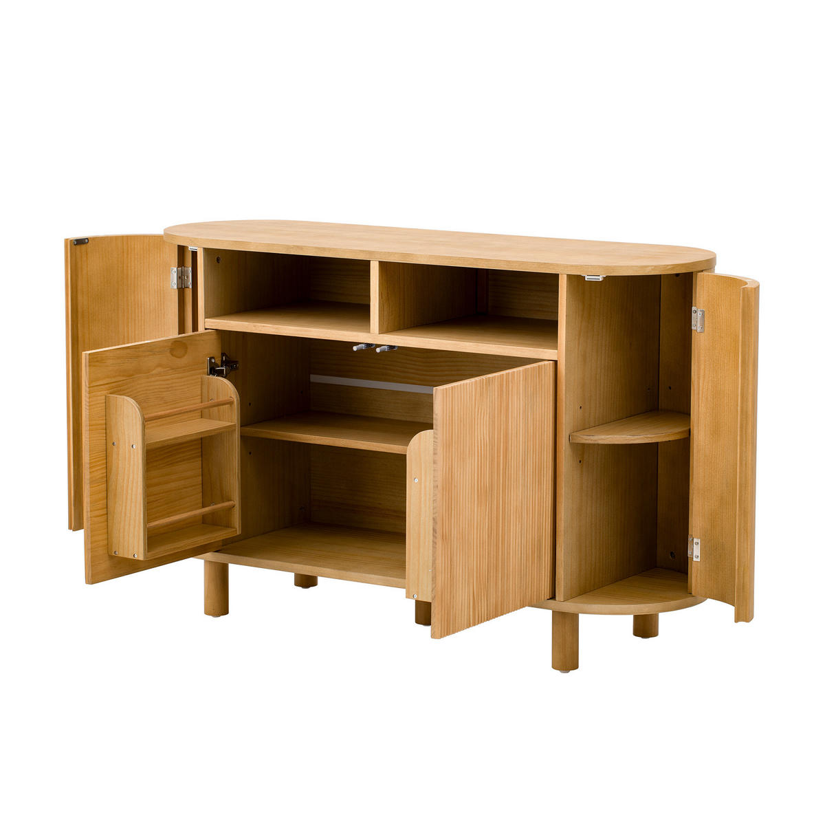 KOMODA 120 × 38 × 77 cm, MDF, prírodná, s otvoreným a uzavretým úložným priestorom - prírodná farba, kompozitné drevo (120/77/38cm) - BEAOK