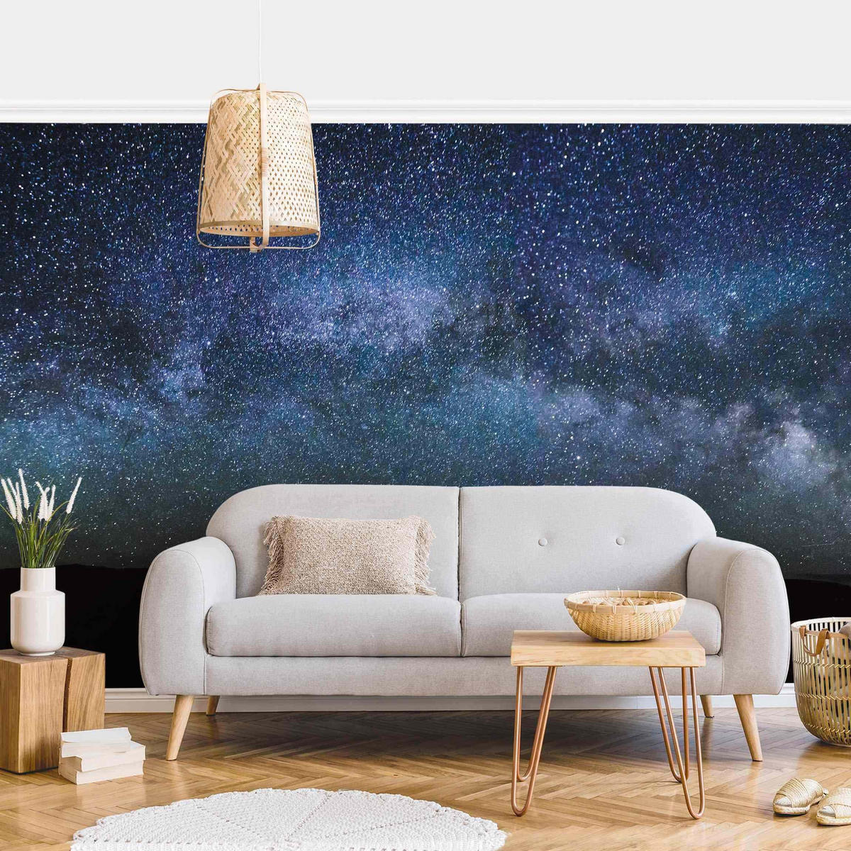 FOTOTAPETE Leuchten des Sternenhimmels 336/225 cm - Schwarz, Papier (336/225cm) - Bilderwelten