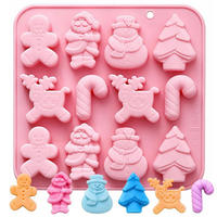 SILIKONFORM Weihnachten 12 Mulden Lebkuchenmann Schneemann Elch - Rosa, Kunststoff