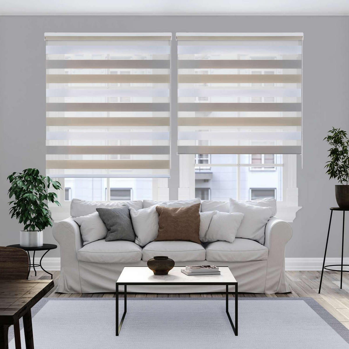 DOPPELROLLO Dreifarbig 160x180 cm - Multicolor, Kunststoff (160/180cm) - STORESDECO