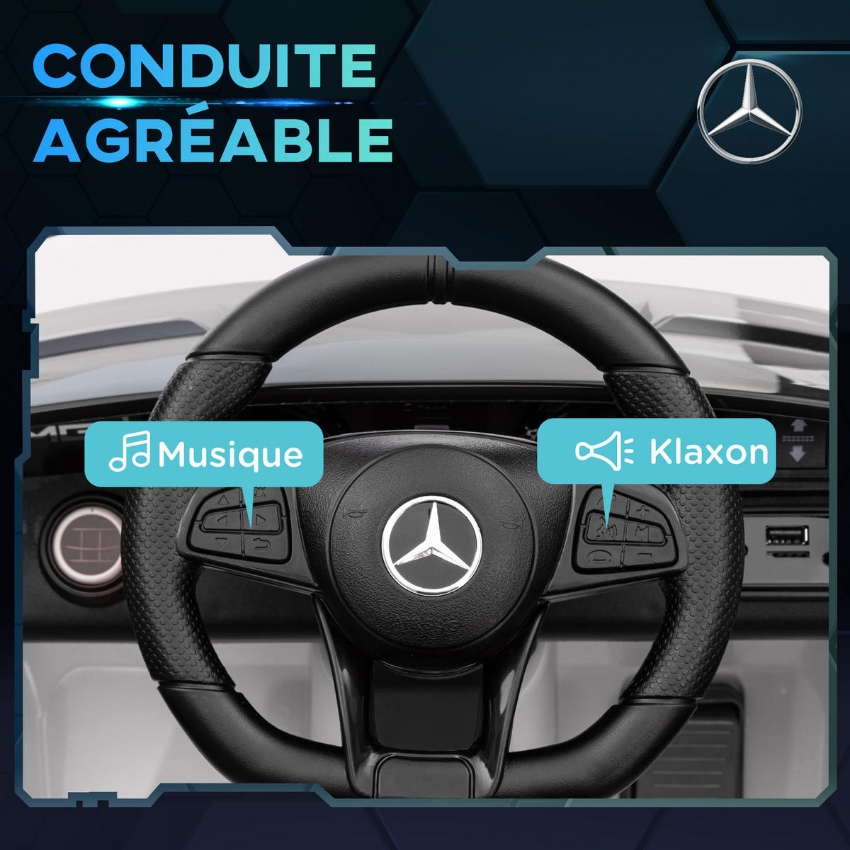 ELEKTRO-KINDERAUTO DE-13142 2,4G Fernbedienung Weiß - Weiß, Metall (108/67/46cm) - ComfortXL