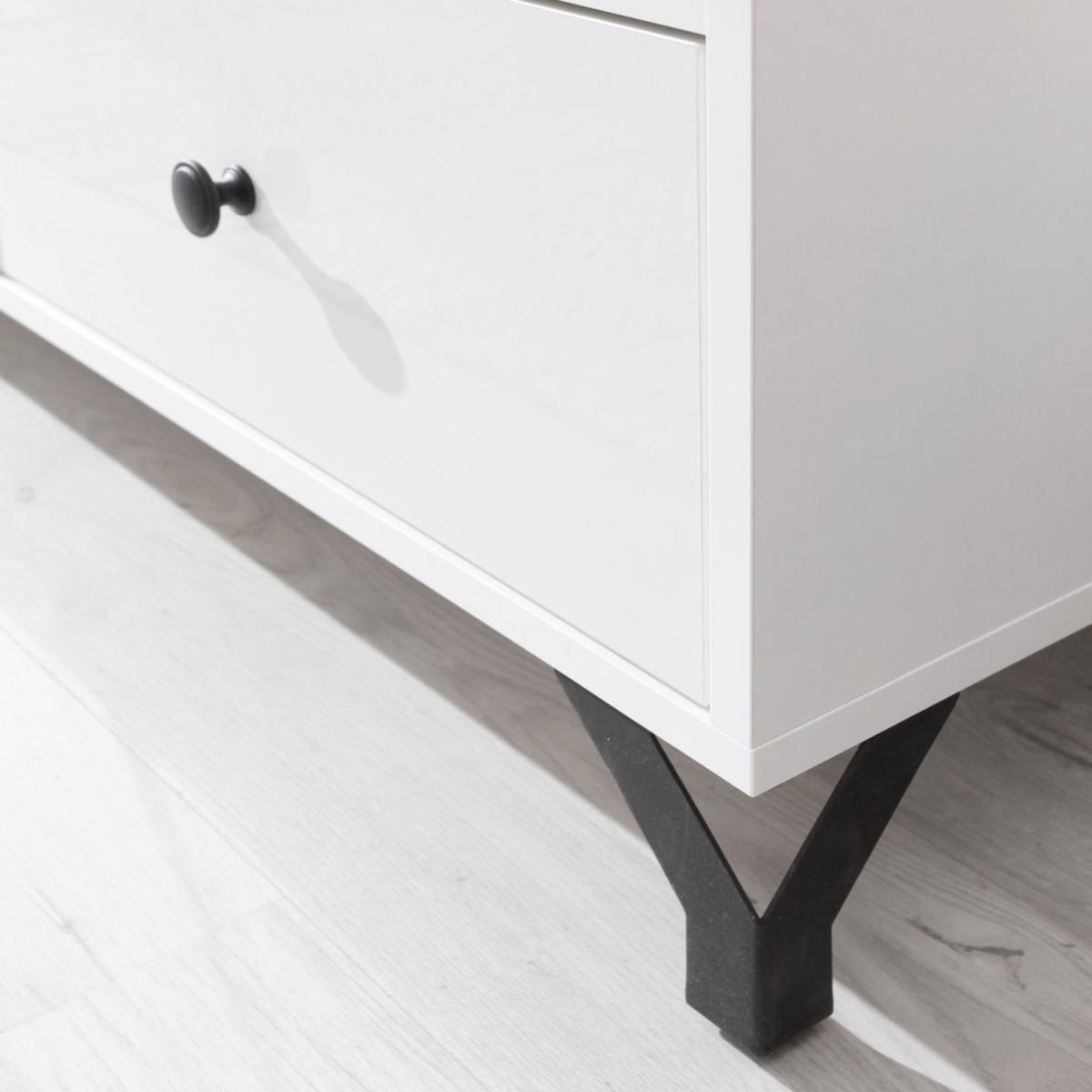 SCHREIBTISCH Bergo für Jugendzimmer mit 1 Tür und 1 Schublade - Weiß Hochglanz/Schwarz, Holzwerkstoff/Metall (125/76/50cm) - Beautysofa