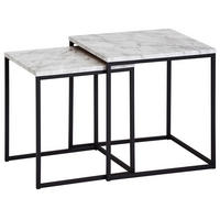 BEISTELLTISCH Set – 2-teilig Marmoroptik Metall 40x42,5x40 cm 35x39,5x35 cm - Schwarz/Weiß, Holz/Metall (40/40/42cm) - KADIMA DESIGN