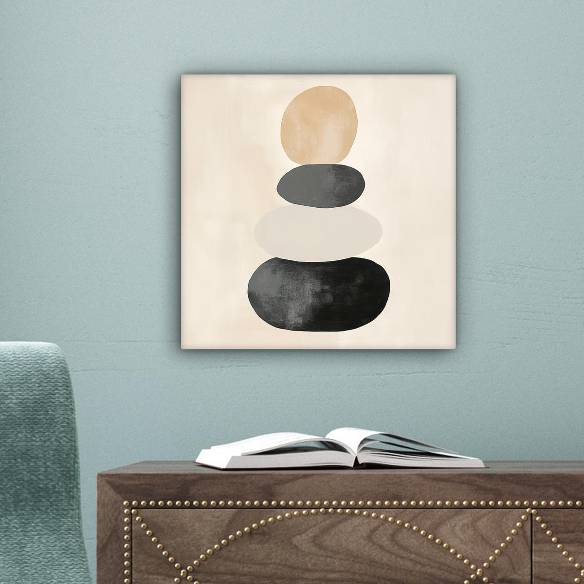 LEINWANDBILD Japandi - Wabi sabi - Beige 20x20 cm - Taupe, Textil (20/20cm) - MuchoWow