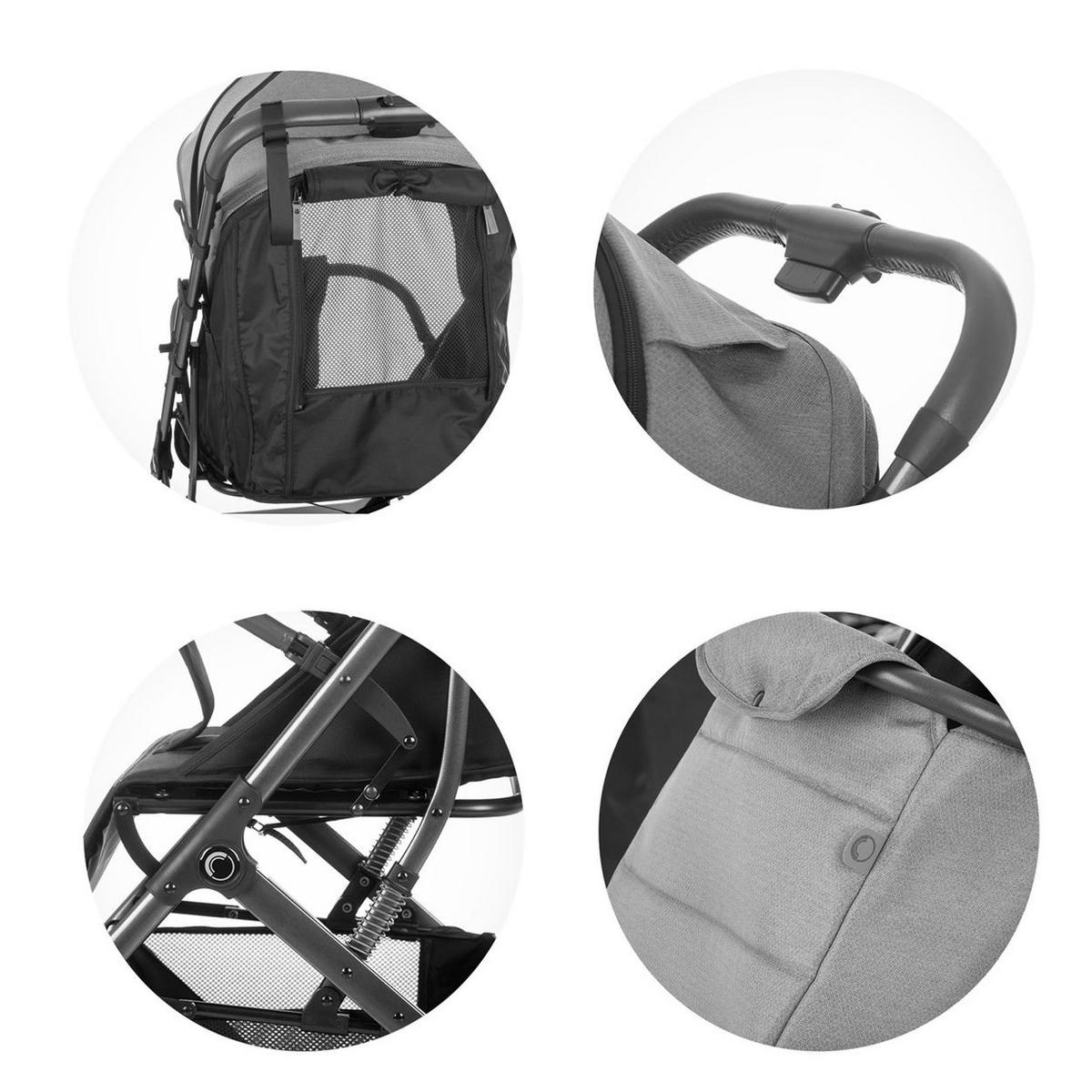 BUGGY Combo 22 kg schwarz gold Fußabdeckung Moskitonetz Räder gefedert - Schwarz, Metall (75/60/103cm) - Chipolino