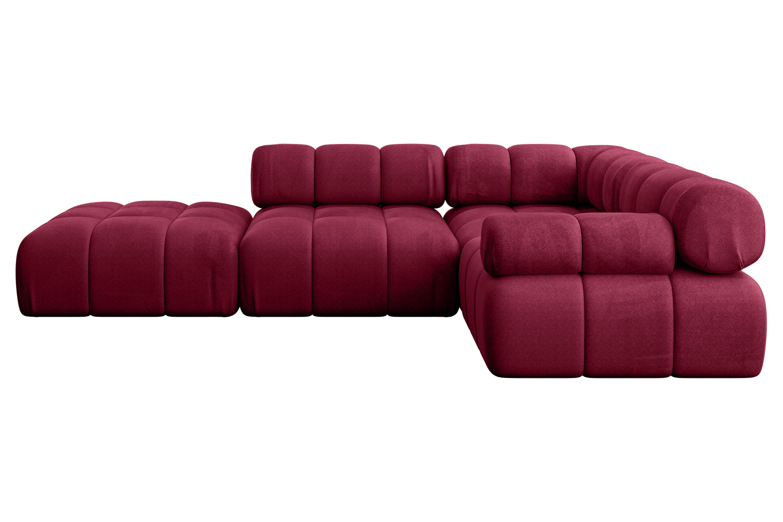 ECKSOFA modulares Sofa Felto-L1 - 285x190x70 cm Bordeauxrot Velours - Bordeaux, Holzwerkstoff/Textil (285/190cm) - ALTDECOR