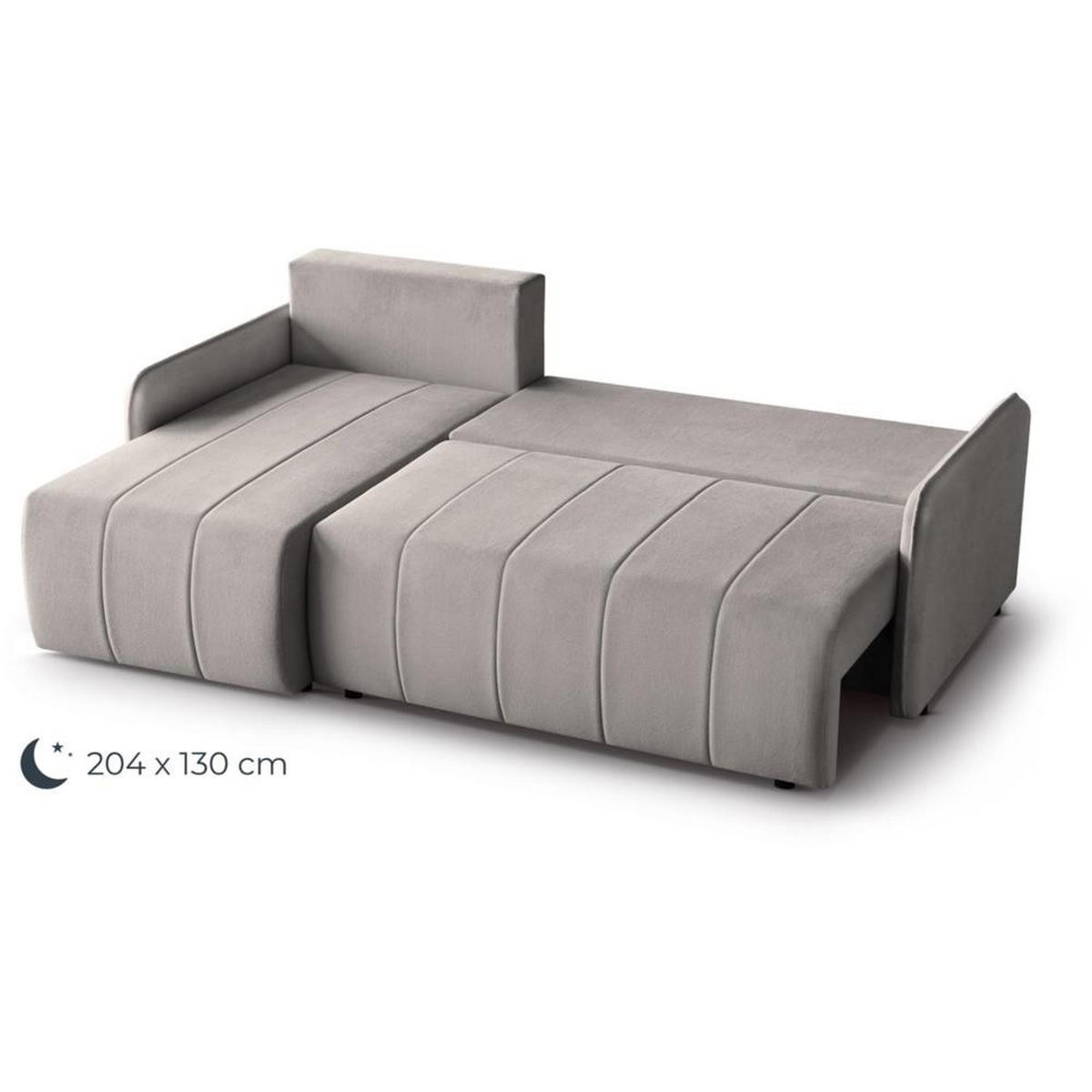 ECKSCHLAFSOFA Capri beige - Beige/Schwarz, Kunststoff/Textil (223/156cm) - Beautysofa