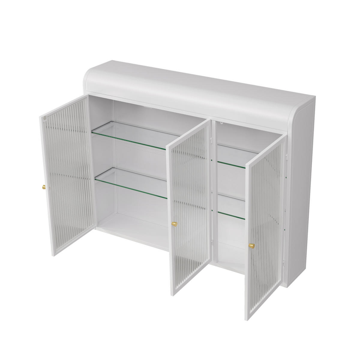 KÜCHENOBERSCHRANK mit Glasfront in Weiß, 3 Türen – wandmontiert - Weiß, Glas (90/70/19.5cm) - BEAOK
