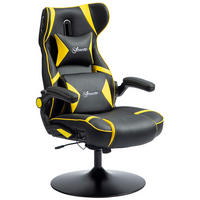 GAMING Stuhl mit runder Bodenplatte, drehbar & neigbar, ergonomischer Sessel, Schwarz-Gelb - Gelb, Leder (69/112/73cm) - BRILVERDE