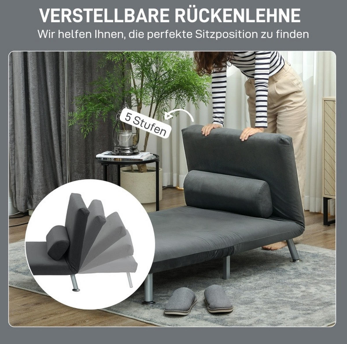 SCHLAFSESSEL in Dunkelgrau 70x75x75 cm mit Schlaffunktion und ausziehbarer Sitzfläche - Dunkelgrau, Textil (75/75/70cm) - IVMEU