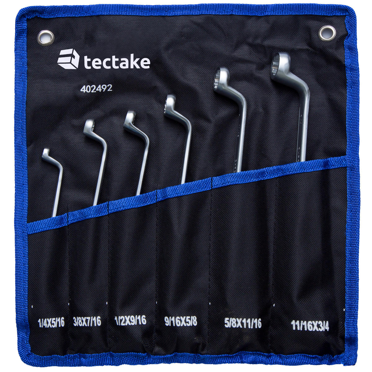 DOPPELRINGSCHLÜSSELSATZ, inklusive Rolltasche mit Ösen,schwarz - Schwarz, Metall (35/31/2cm) - tectake