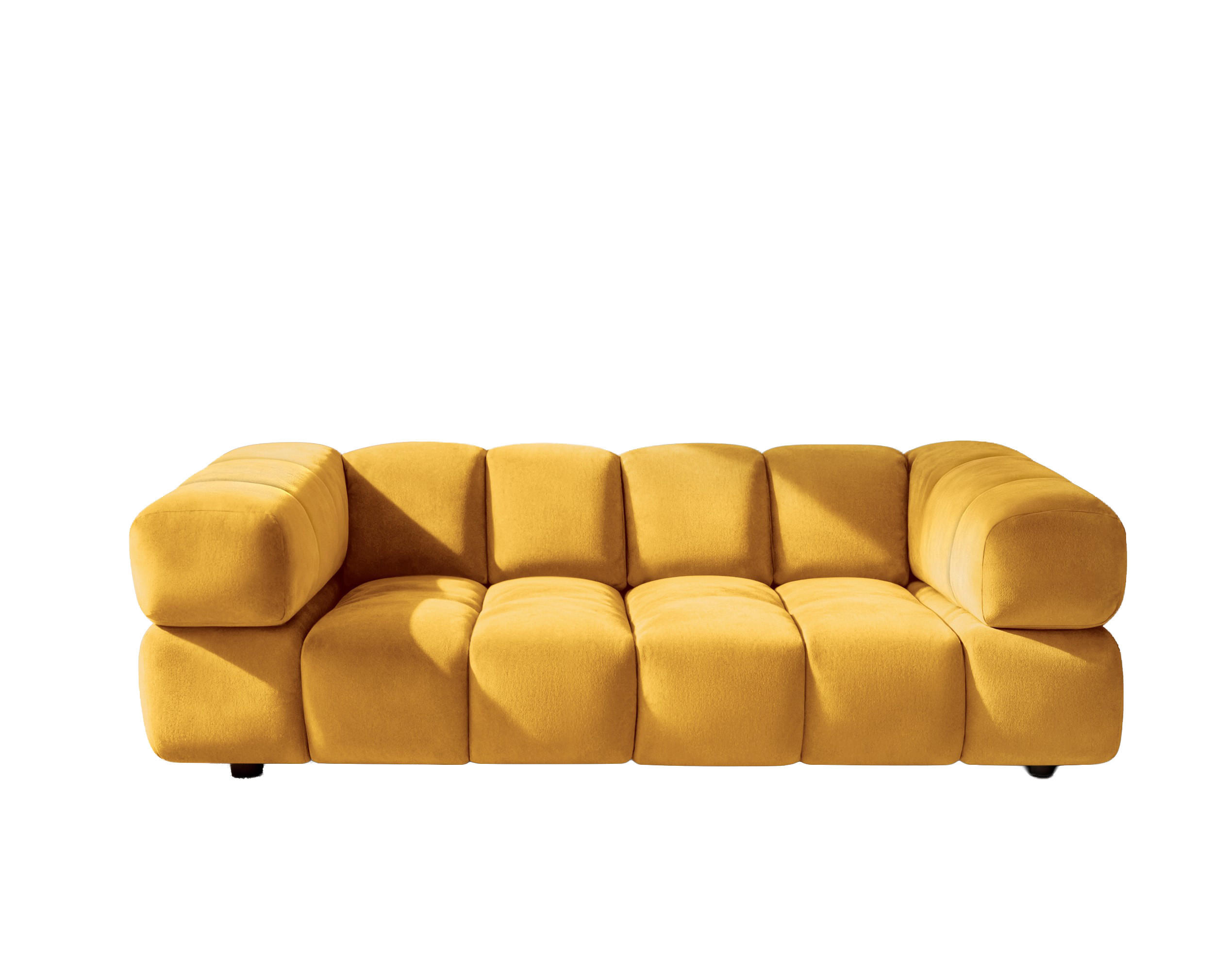 SOFA 3-Sitzer, Couch, Veloursstoff Bluvel, Golden, Averro - Gelb, Holz (240/70/96cm) - Kaiser Möbel