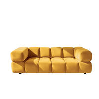 SOFA 3-Sitzer, Couch, Veloursstoff Bluvel, Golden, Averro - Gelb, Holz (240/70/96cm) - Kaiser Möbel