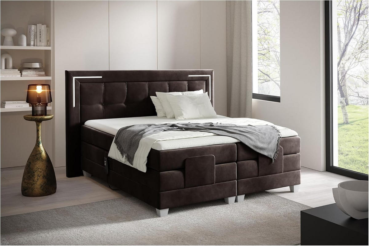 BOXSPRINGBETT TARENTE - Dunkelbraun, Holzwerkstoff (140/200cm) - Meblini