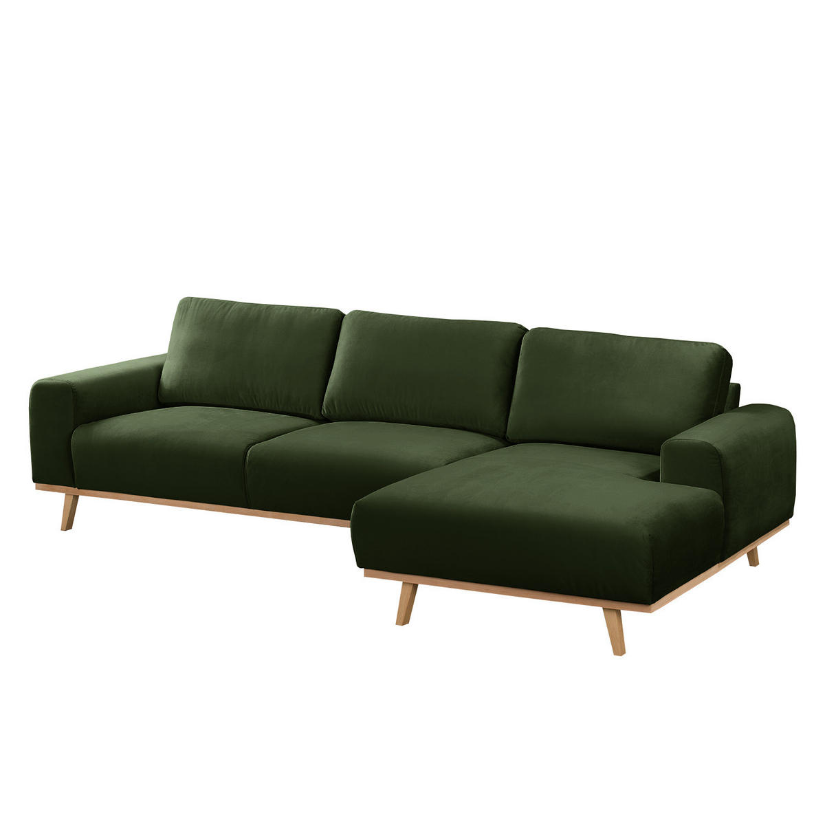 ECKSOFA - Samt - Dunkelgrün, Textil (286/152cm) - home24