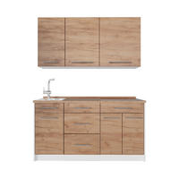 SINGLEKÜCHE Fame-Line, Goldkraft Eiche, 150 cm, AP Eiche - Honigeiche/Weiß, Holzwerkstoff (150/82/60cm) - Vicco