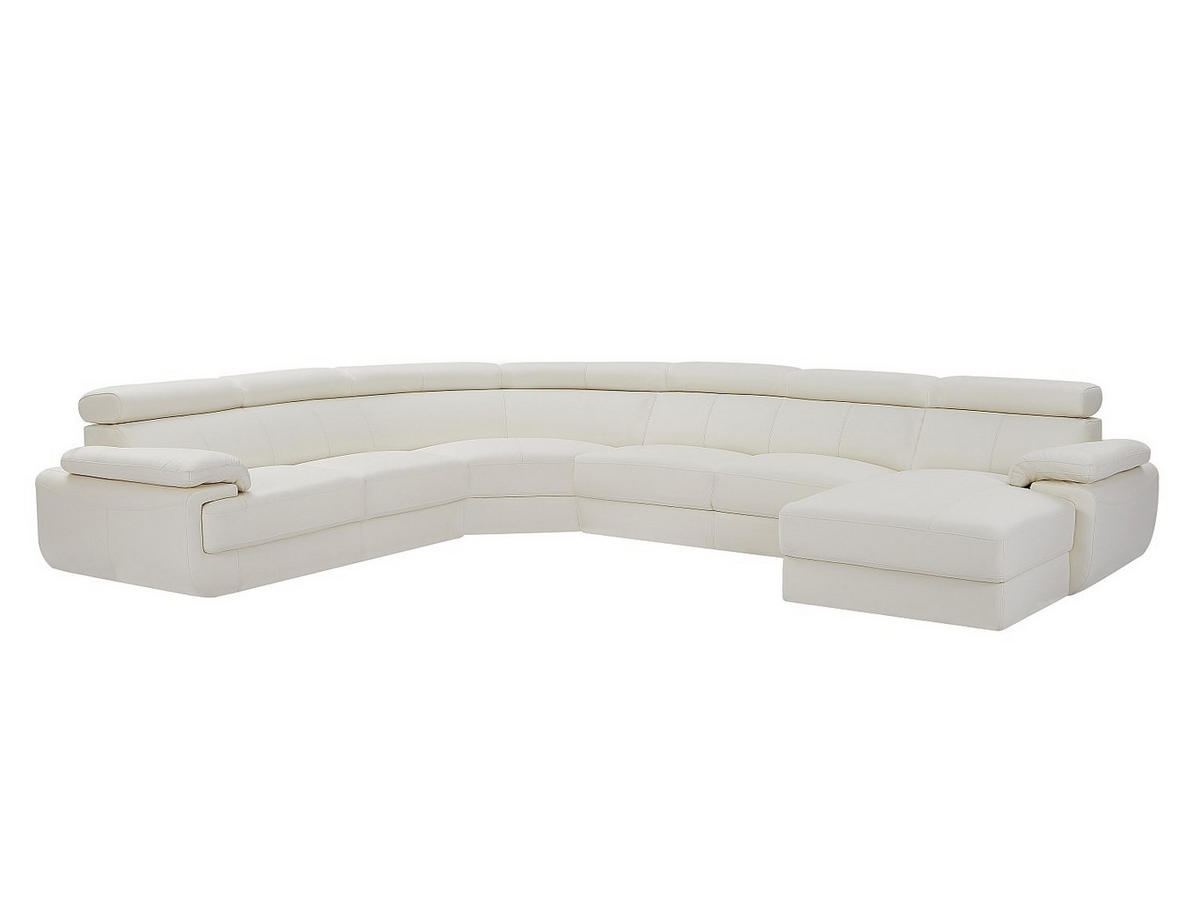 SOFA - 7 Personen - leder - weiß Elevanto - Weiß, Leder/Metall (355/90/172cm) - Vente-Unique