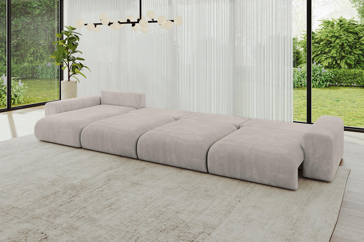 WOHNLANDSCHAFT mit Schlaffunktion ESKAR-U2-464x176x72cm Hellbraun - Hellbraun, Holzwerkstoff/Kunststoff (176/72/464cm) - ALTDECOR