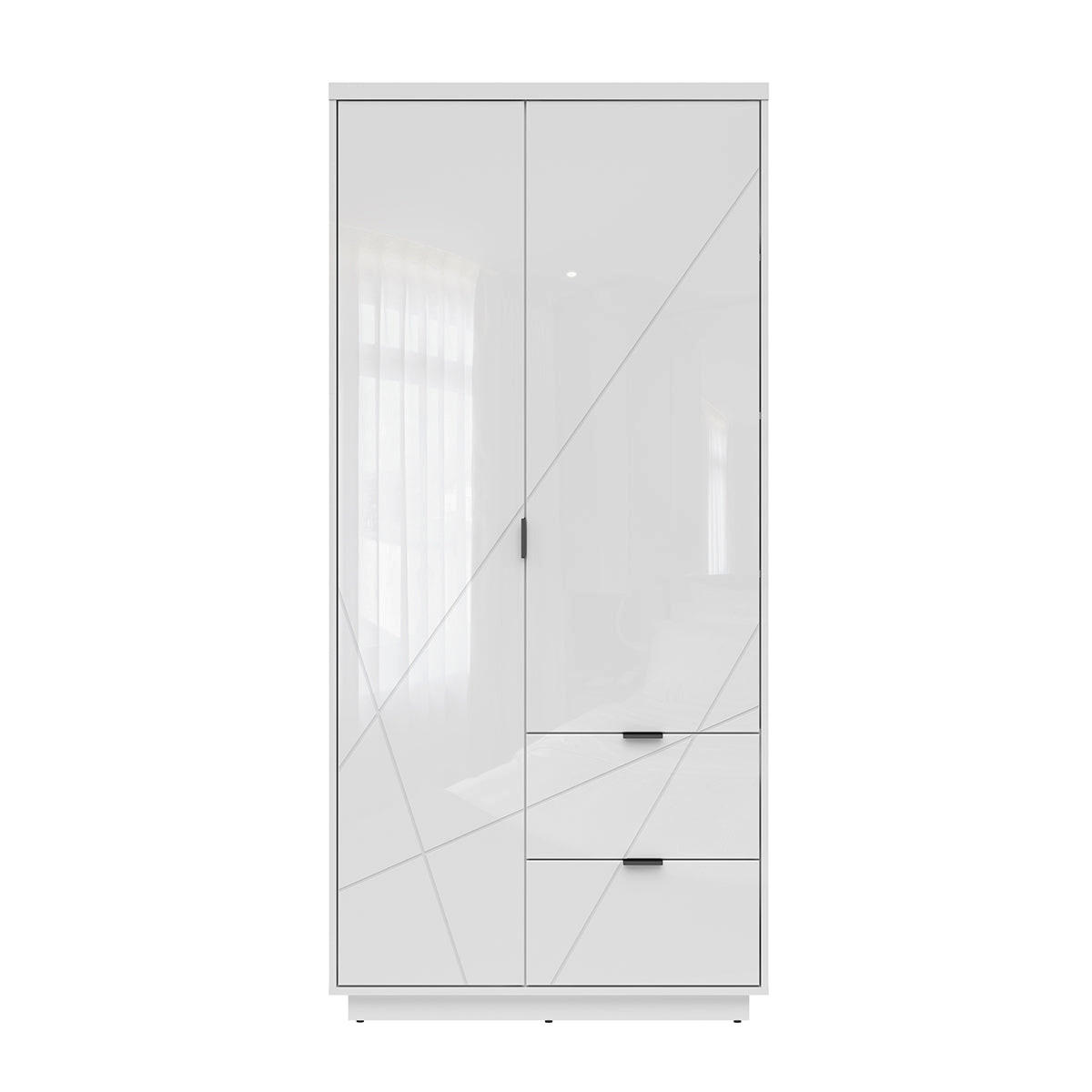 KLEIDERSCHRANK 2 Türen Sven Weiß - Weiß Hochglanz, Holzwerkstoff (94/201/57cm) - Petits-meubles