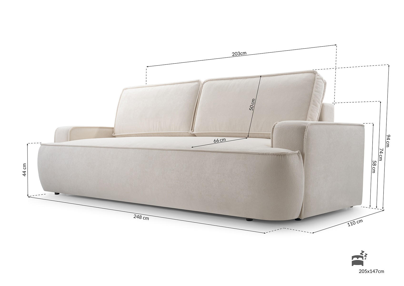 SOFA MONOS DUNKELGRÜN Schlaffunktion Bouclé - Dunkelgrün, Textil (248/94/110cm) - Luxkor24