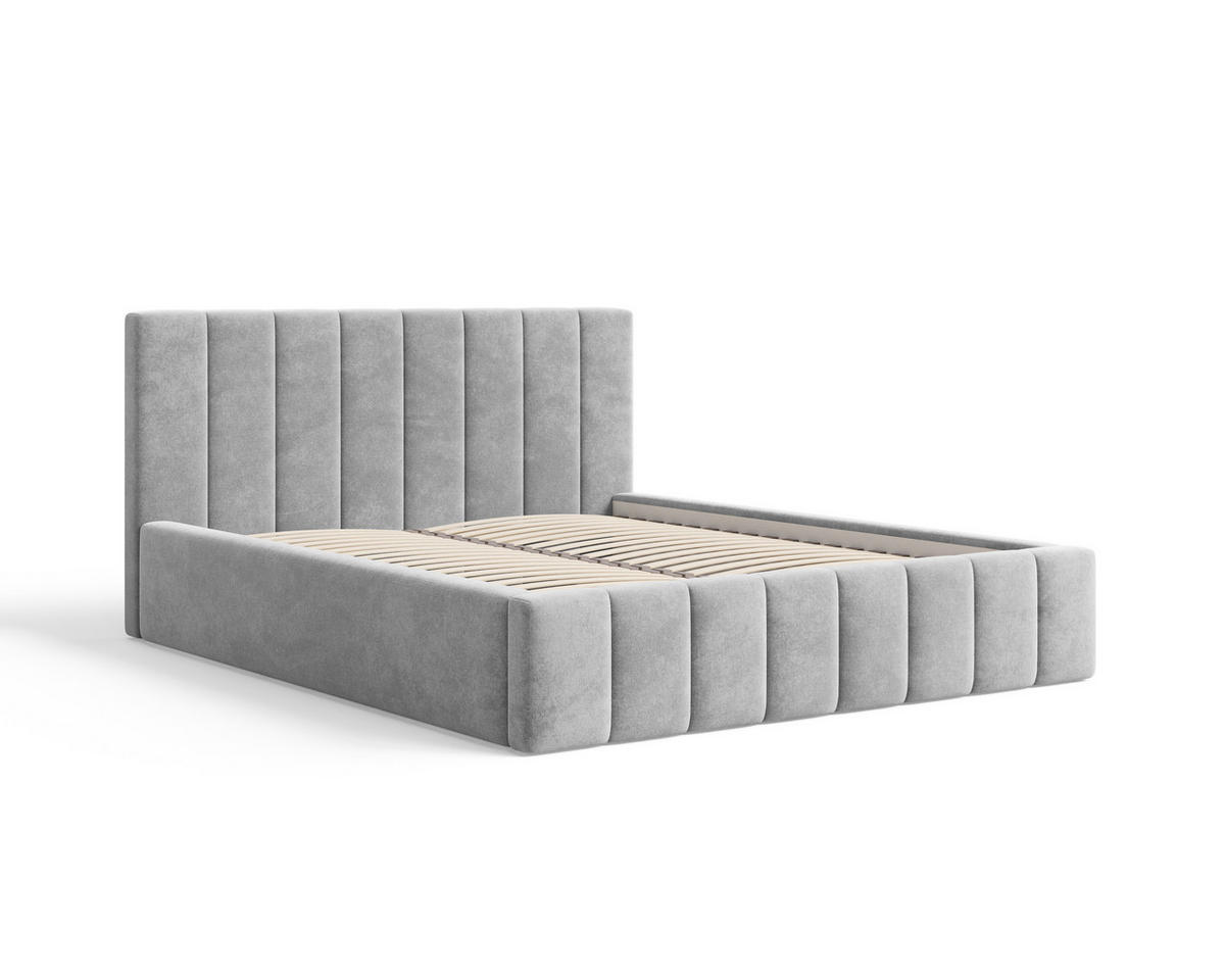 POLSTERBETT 01 160 x 200 cm – Flow – Bett mit Federmechanismus und Stauraum - Hellgrau, Holz (160/200cm) - ROYAL24_MARKT