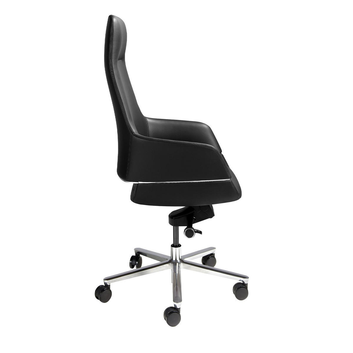 CHEFSESSEL Drehbarer aus schwarzem Kunstleder 66/62/123 cm - Silberfarben/Schwarz, Leder/Textil (66/123/62cm) - ANGEL CERDA