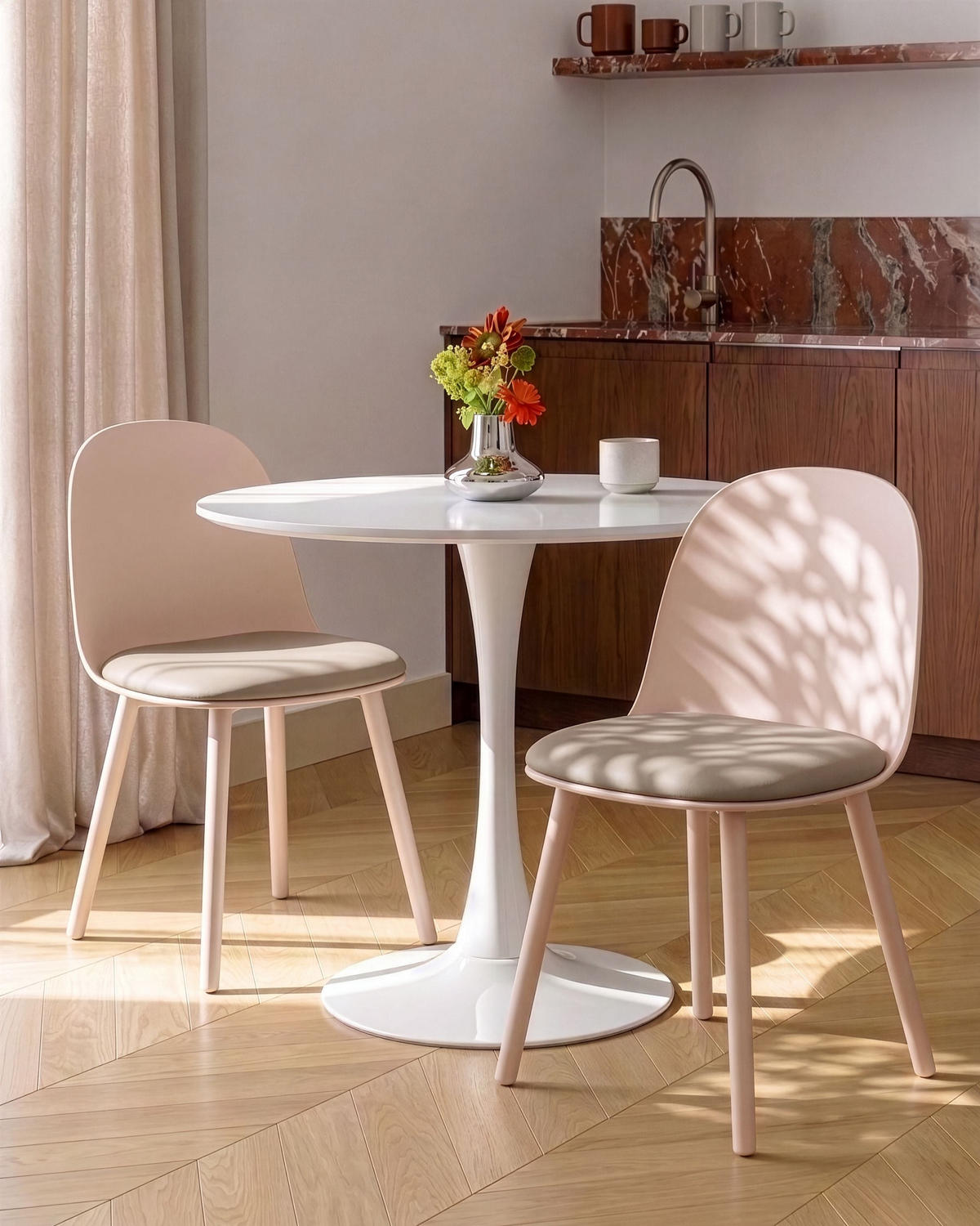 SCAUN DE BUCĂTĂRIE set de 2 piele ecologică bej Ankeny - bej, material plastic (46/80/48cm) - Beliani