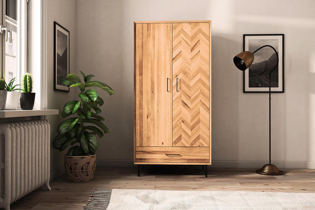 KLEIDERSCHRANK 2 TÜREN LEON Wildeiche - Wildeiche, Holz (97/196/45cm) - byoak