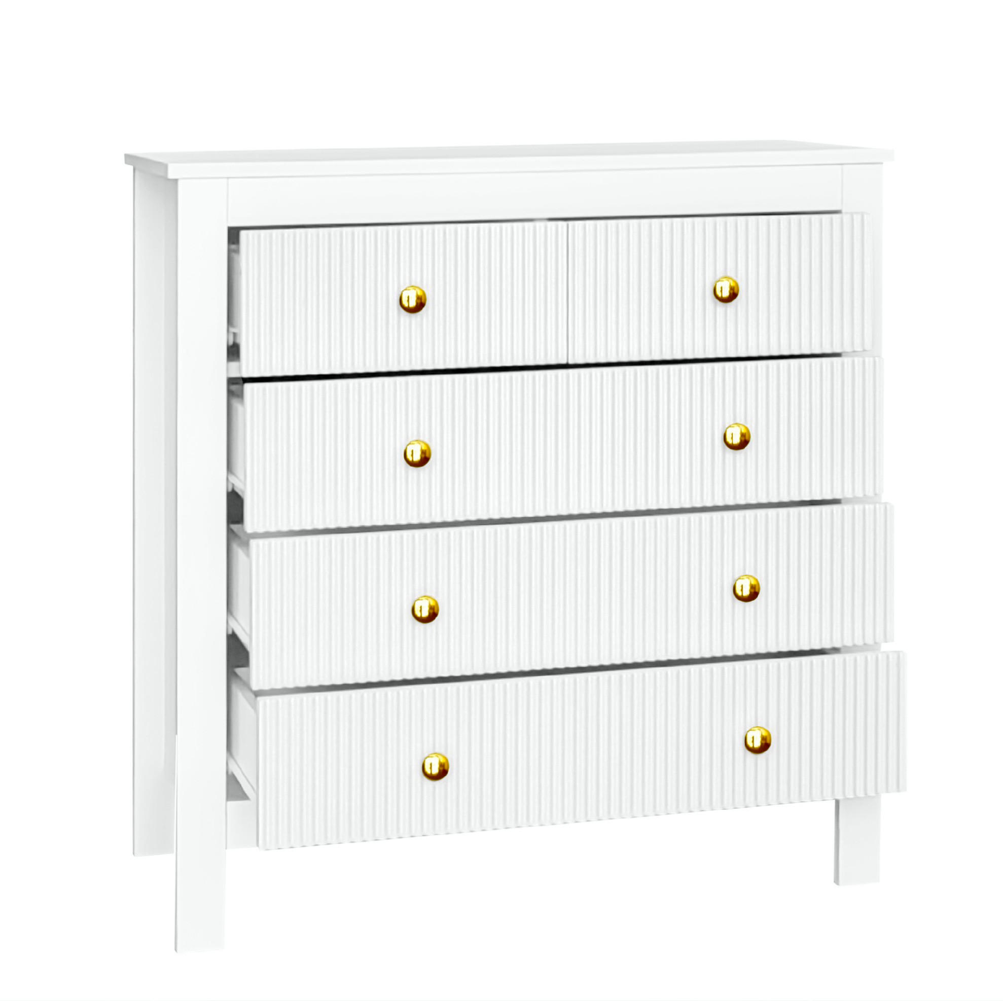SIDEBOARD 79/80,5/39,5 cm Weiß aus Spanplatte mit 5 Schubladen - Weiß, Holzwerkstoff (39.5/80.5/79cm) - OKMYHOME