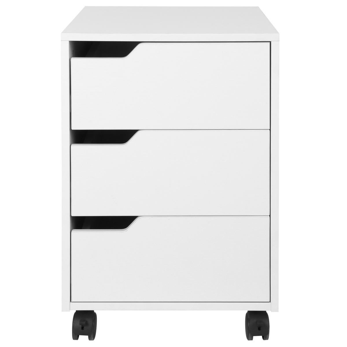 ROLLCONTAINER DE-14404 3 Schubladen, mobil Weiß - Weiß, Holzwerkstoff (50/57.5/40cm) - ComfortXL