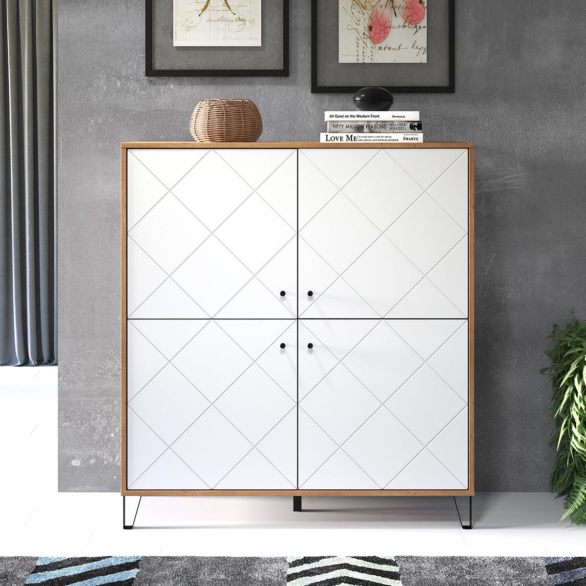 HIGHBOARD Touch Weiß - Weiß, Holzwerkstoff (123/136/40cm) - ebuy24