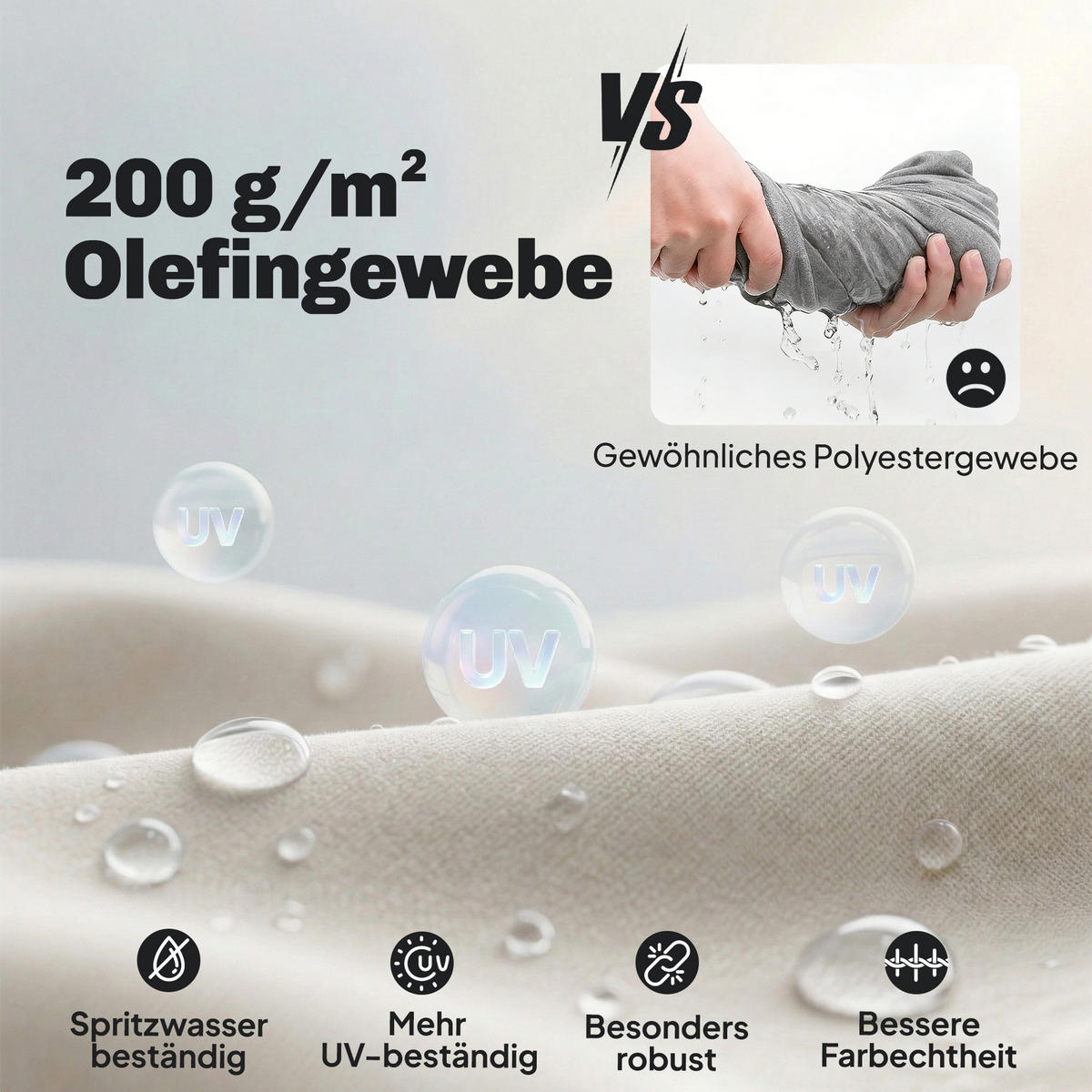 GARTENMÖBEL-SET 4er Set Aluminium WPC Beige - Beige/Anthrazit, Textil/Metall - Outsunny