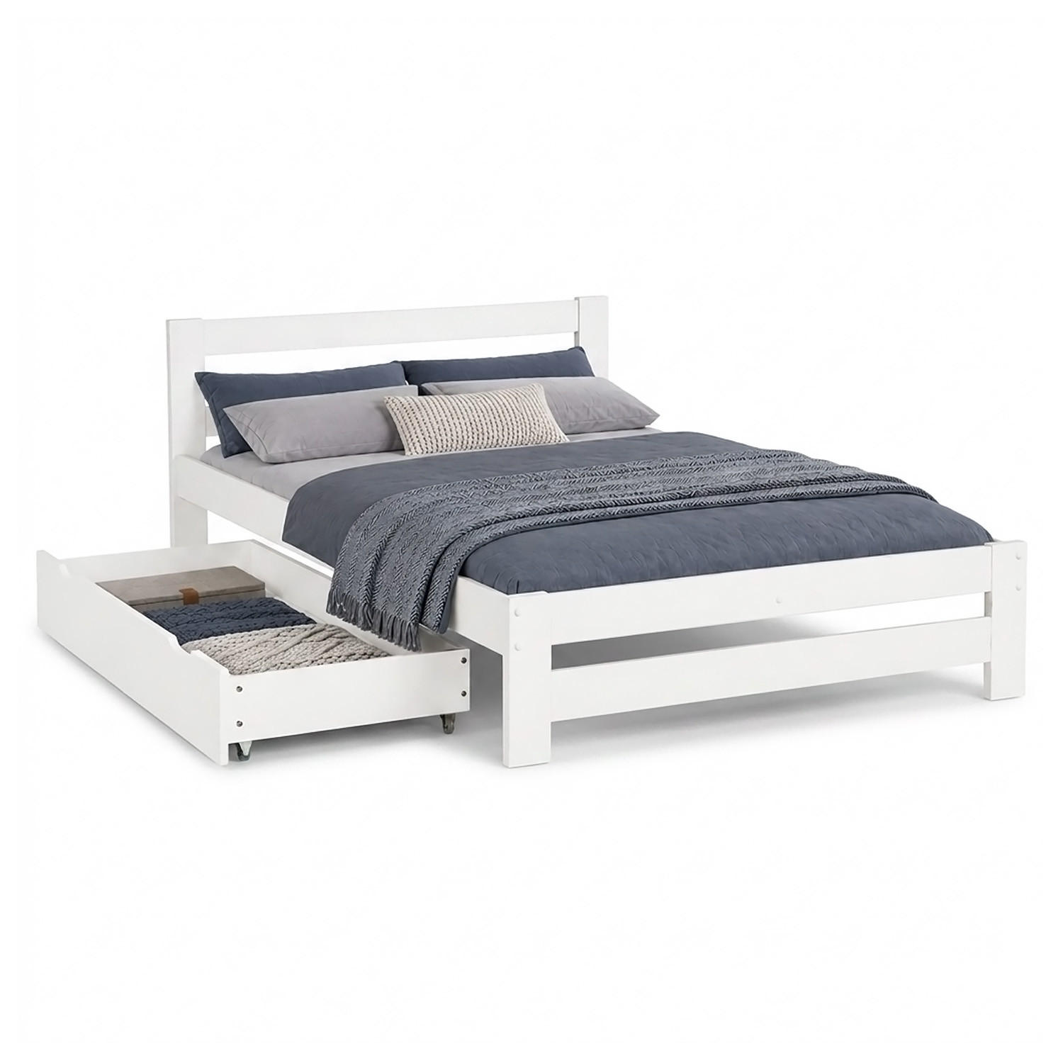 HOLZBETT mit Stauraum 140/200 cm weiß - Weiß, Holz (140/200cm) - Homestyle4u