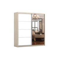 SCHIEBETÜRENSCHRANK - Schrank POSA 42 Sonoma + Weiß - Weiß/Sonoma Eiche, Holzwerkstoff (203/218/61cm) - Möblo