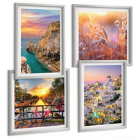 BILDER SET 4er Set - 50x50 cm & 40x60 cm Silberner Rahmen - Sonnenuntergänge am Meer - Silberfarben, Kunststoff (50/50cm) - TULUP