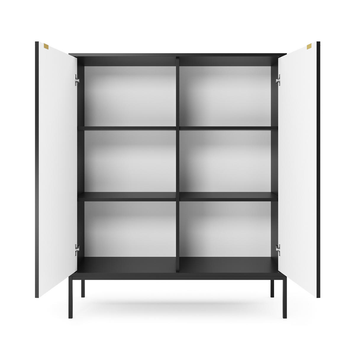 HIGHBOARD Vellore Schwarz 104 cm - Goldfarben/Schwarz, Holzwerkstoff/Metall (104/125/39cm) - Selsey