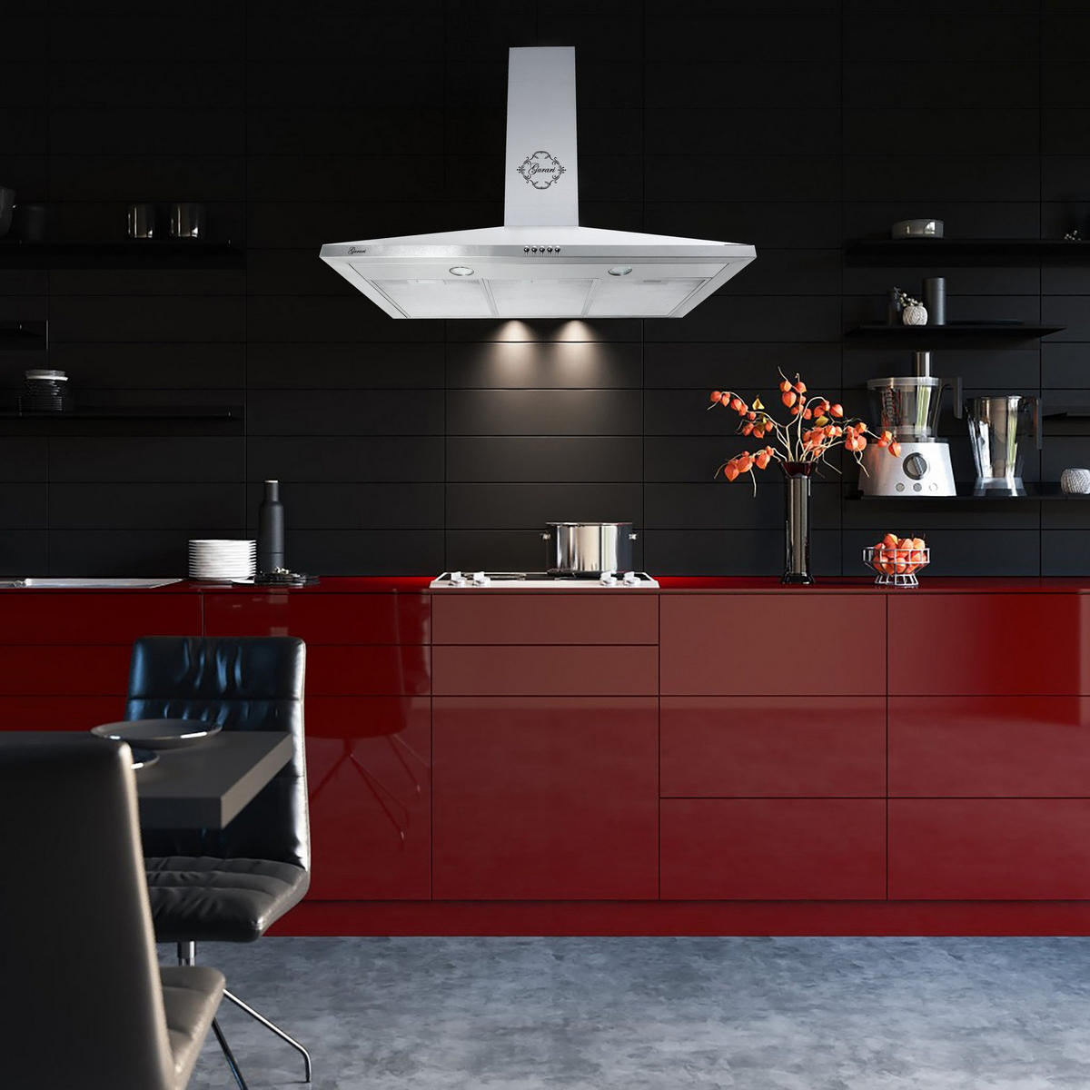 DUNSTABZUGSHAUBE GCH C 147 IS 9 N 90 cm Edelstahl - Silberfarben, Metall (90/87/47cm) - Gurari