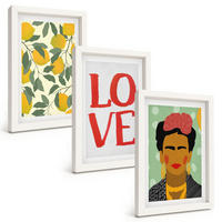 BILDER SET 3er Set - 20x30 cm Weißer Rahmen - Lemons LOVE Porträt von Frida - Weiß, Kunststoff (20/30cm) - TULUP