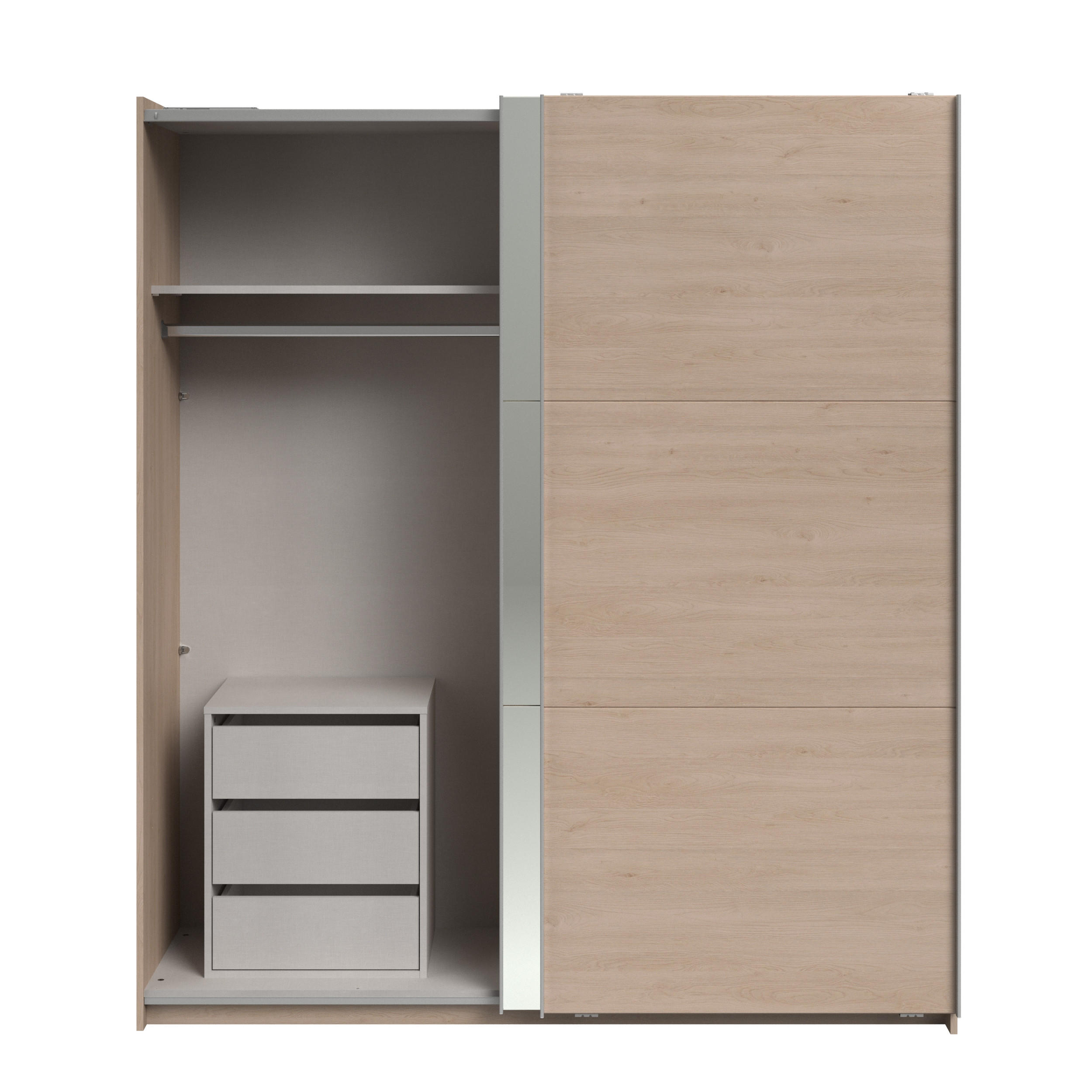 KLEIDERSCHRANK Swing 18 in Eiche Jackson von Parisot – Schwebetürenschrank 2 türig mit Schubkasteneinsatz - Braun, Holzwerkstoff (80/200/120cm)