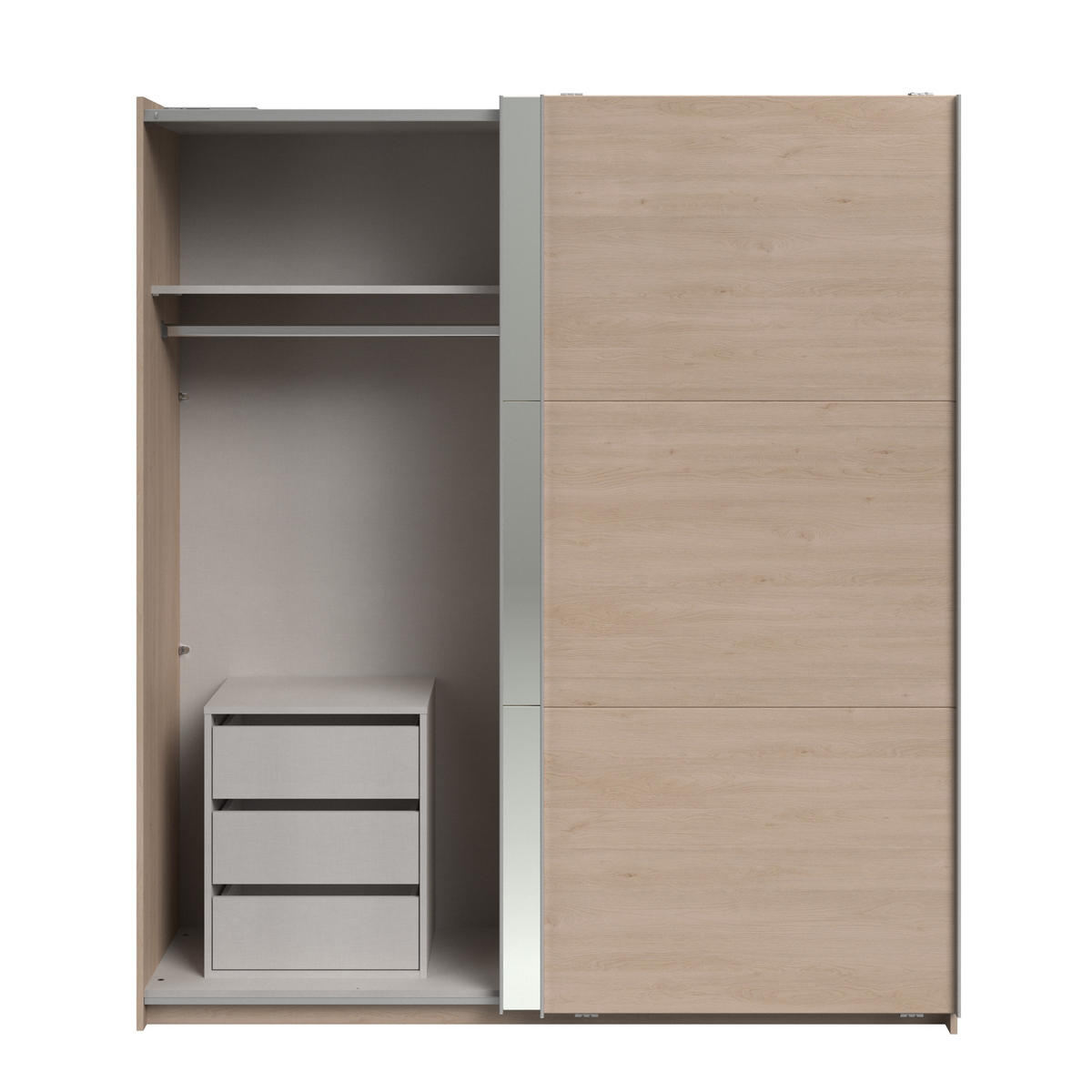 KLEIDERSCHRANK Swing 18 in Eiche Jackson von Parisot – Schwebetürenschrank 2 türig mit Schubkasteneinsatz - Braun, Holzwerkstoff (80/200/120cm)