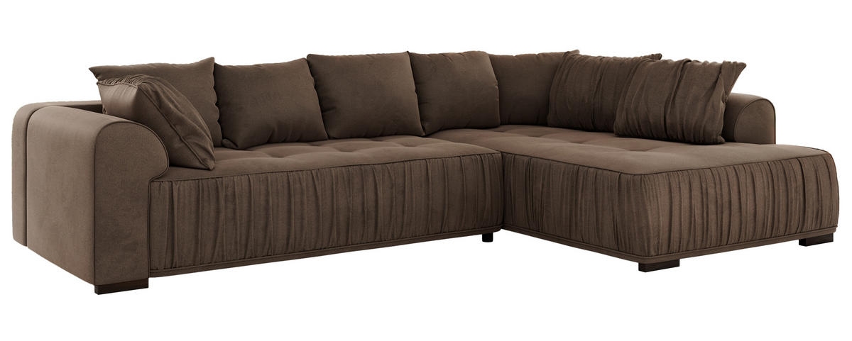 ECKSOFA ORTA Braun Velvet - Rechts - Schwarz/Braun, Textil (200/325cm) - MKS
