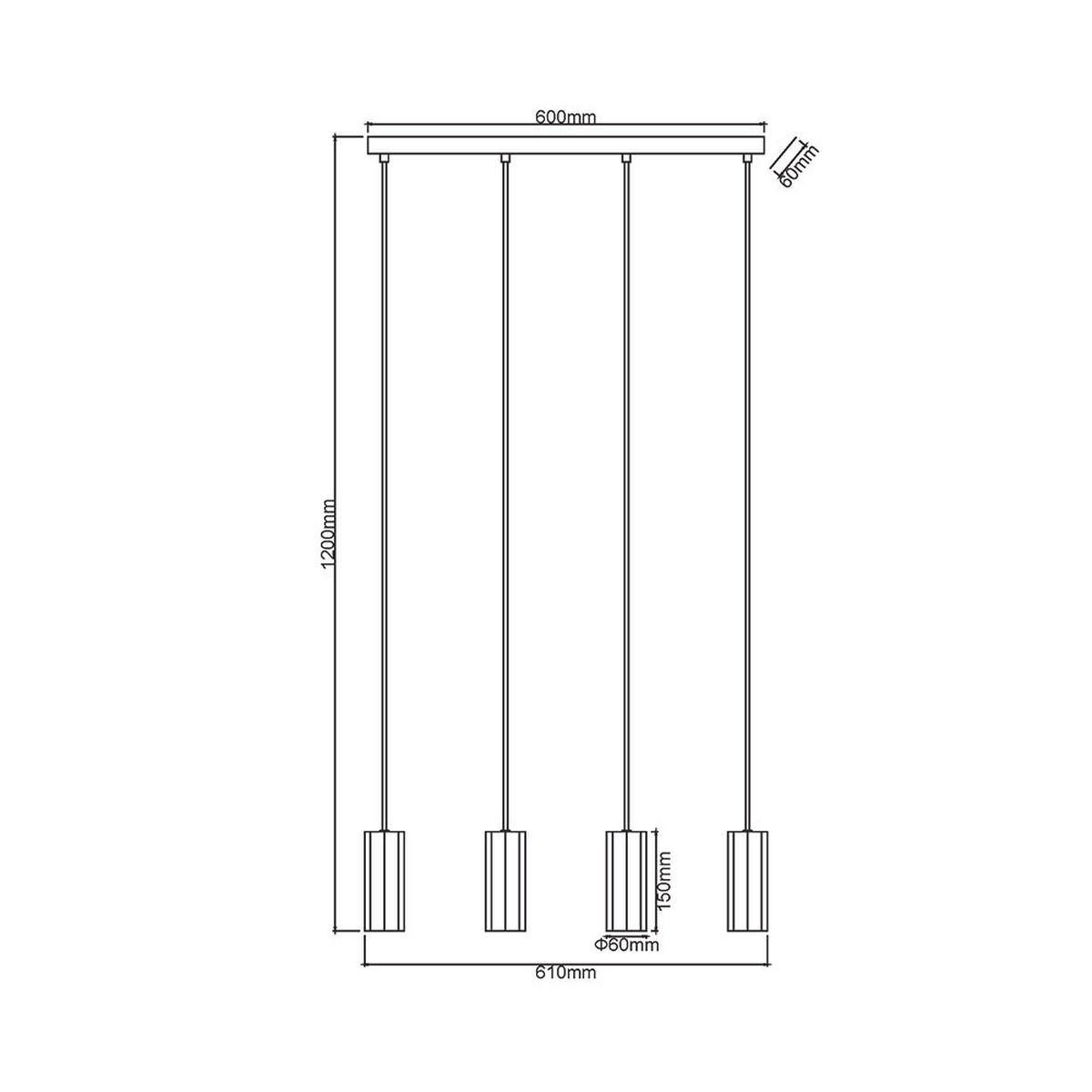 LED HÄNGELEUCHTE Weiß Matt 4-flammig - Weiß, Metall (61/6/120cm) - Globo Lighting
