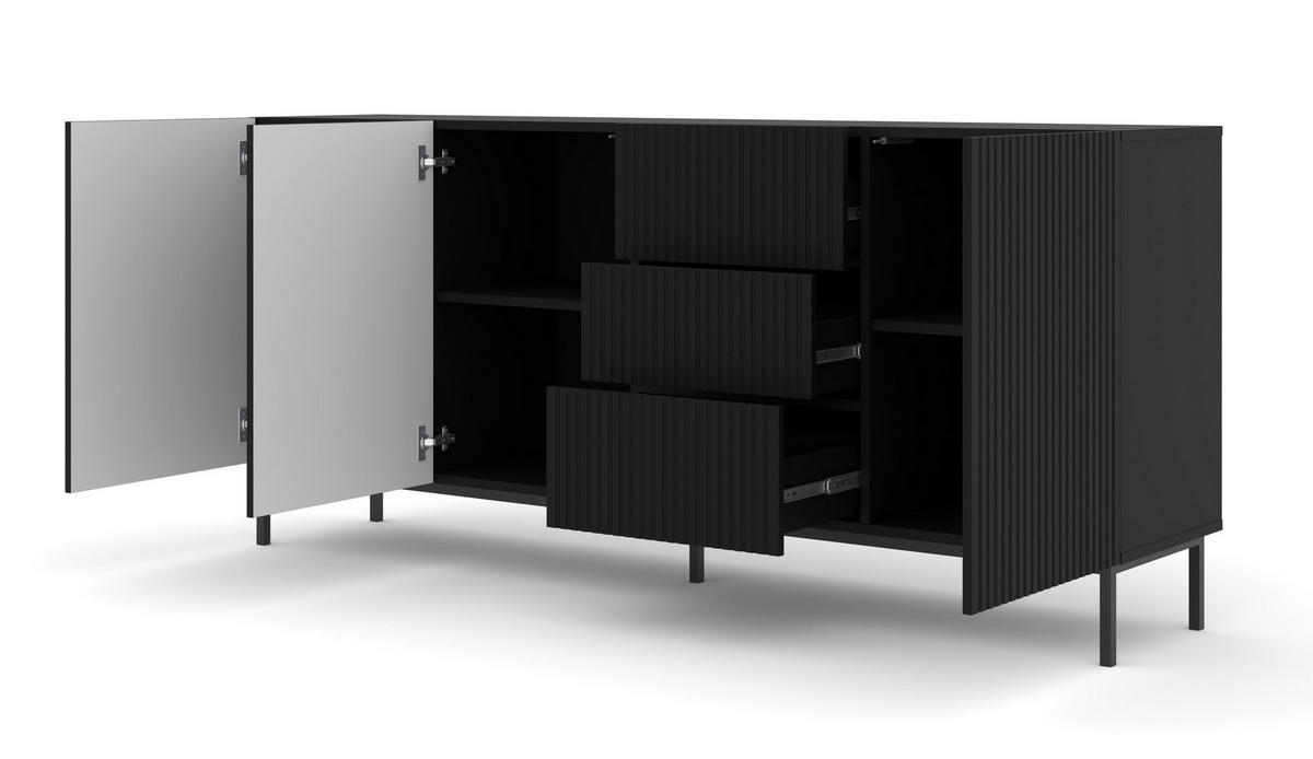 SIDEBOARD SCHWARZ - Schwarz, Holzwerkstoff (200/89/42cm) - FURNLUX