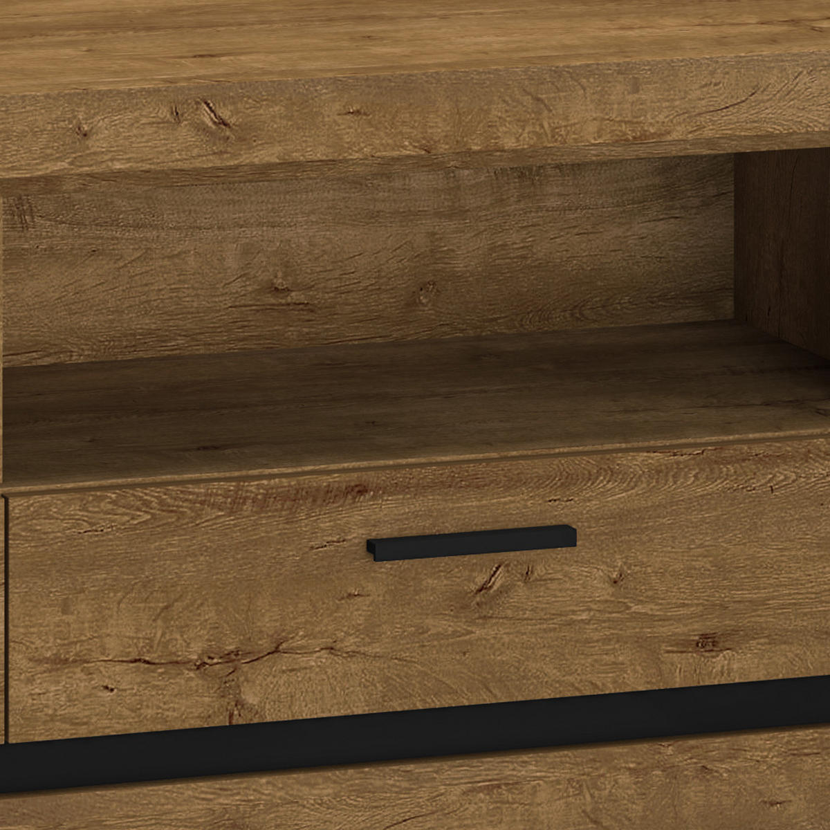 LOWBOARD Baltica Lefkas Eiche / schwarz 147 / 43 / 55cm - Braun, Holz/Holzwerkstoff (147/55/43cm) - Feldmann-Wohnen