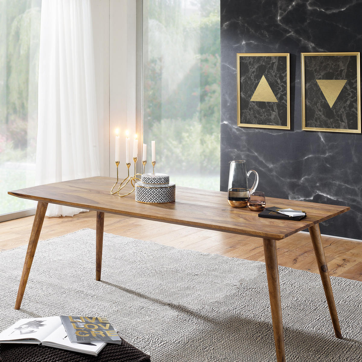 ESSTISCH Massivholz Braun Landhausstil Handgefertigt, Braun 120x60x76 cm - Braun, Holz (60/120/76cm) - KADIMA DESIGN