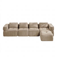 ECKSOFA 344/162/67 cm Sand mit 1 Fußhocker - Sandfarben, Textil (344/162cm) - Oxeza